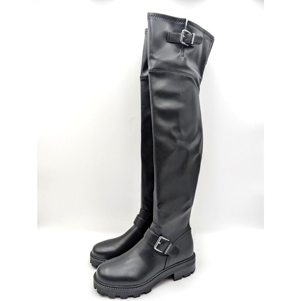 Nine West Nans Over the Knee Boots Side Zip Women's Black Size US7M